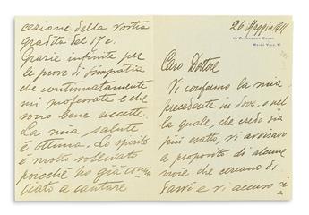 CARUSO, ENRICO. Two Autograph Letters Signed, in full or Caruso, to editor of the Piedigrotta magazine Luigi Pane (Dear Luigi or D